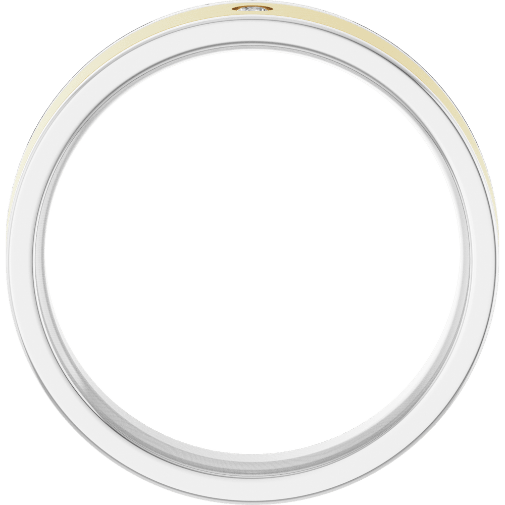 14K White/Yellow Gold .03 CT Natural Diamond Flat Band