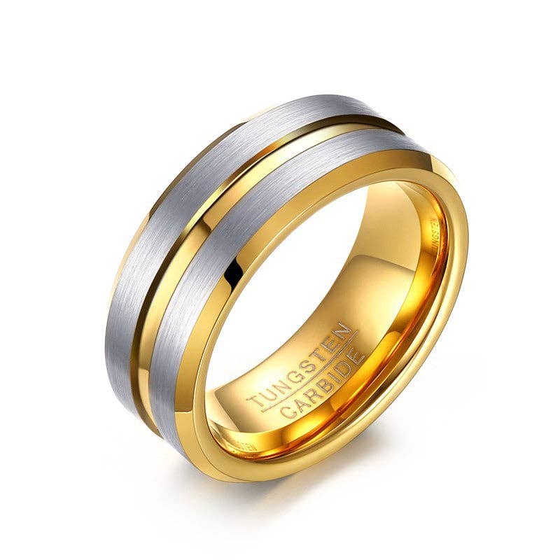 Black + Blue Classic Minimalist 8mm Stacking Band Ring in Tungsten Steel