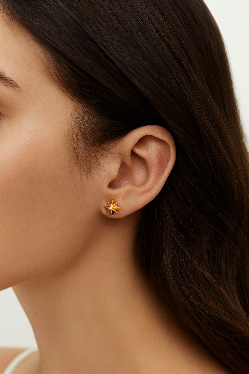 14k Gold Diamond North Star Earrings