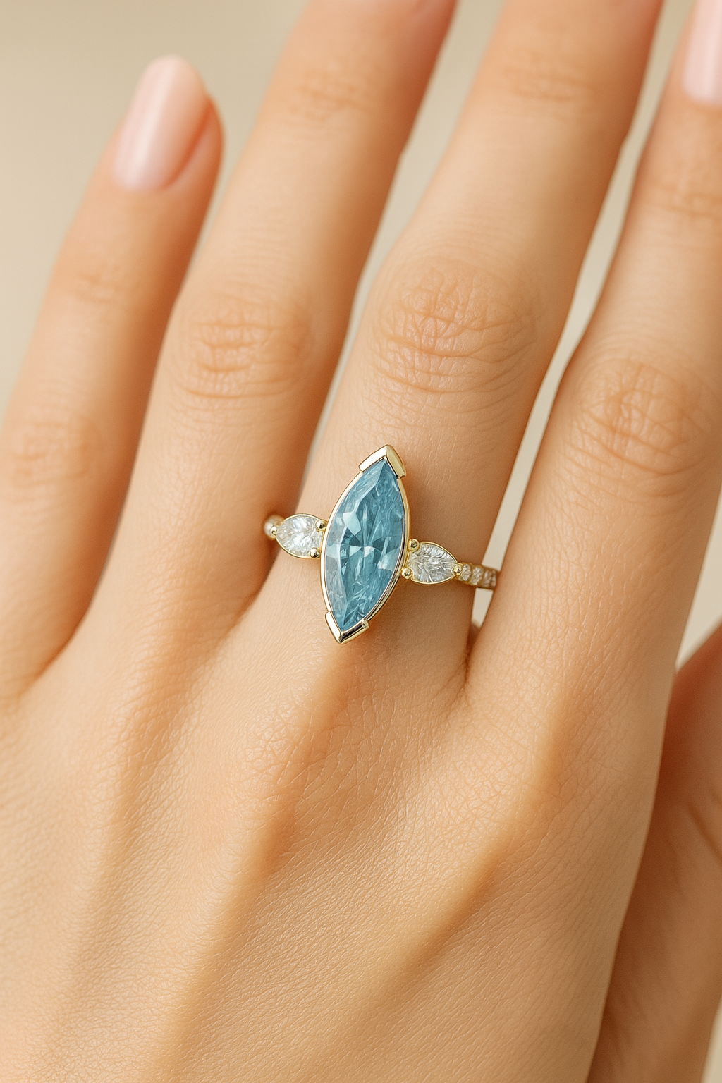 3ct Blue Diamond Ring in 14k Gold