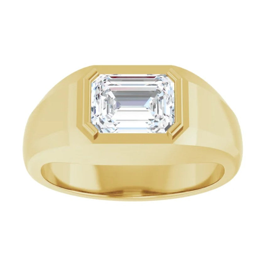14k White Gold Men's Ring with Emerald Cut 1.75ct Diamond