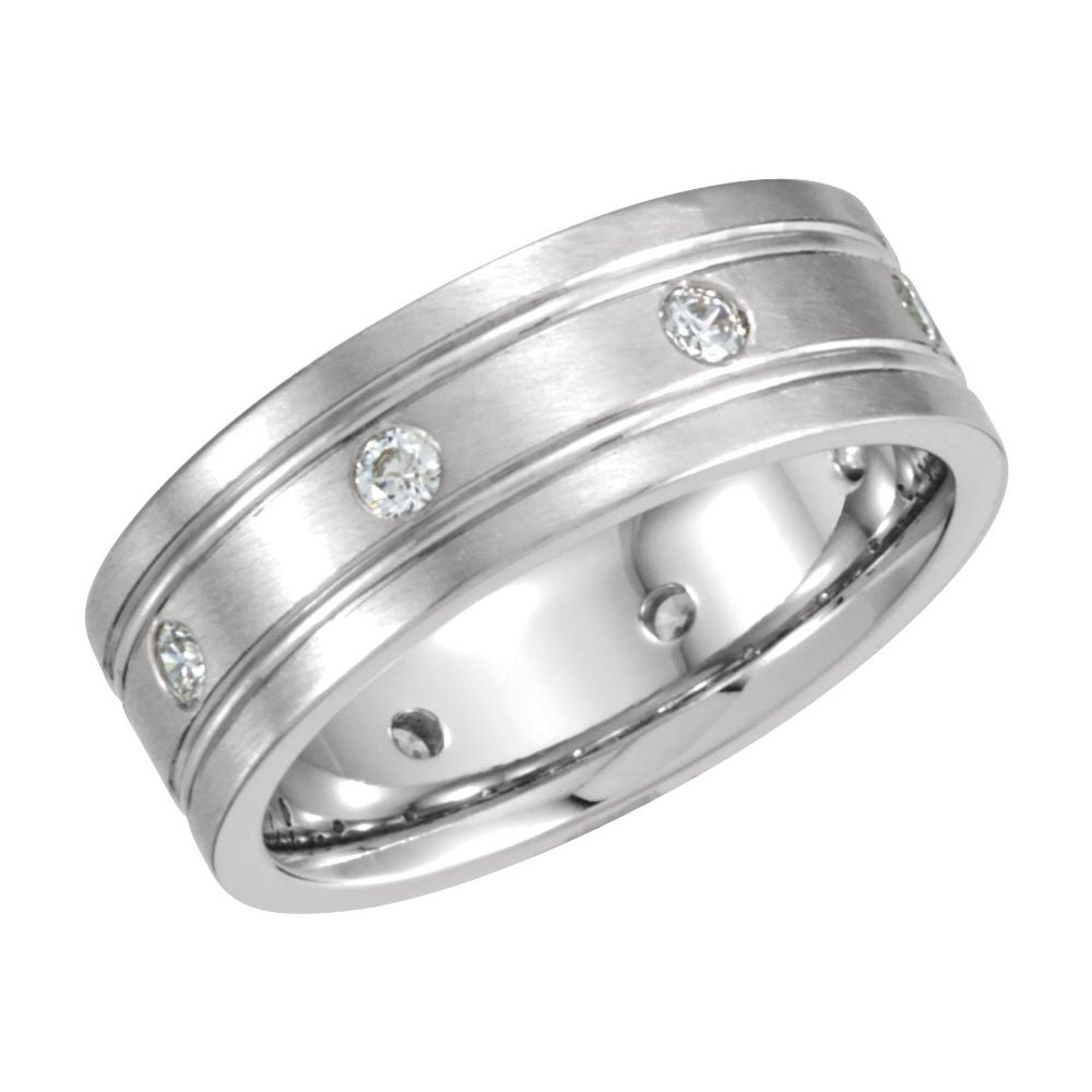 Classic 14K White Gold 1/2 CTW Lab Diamond Grooved Band