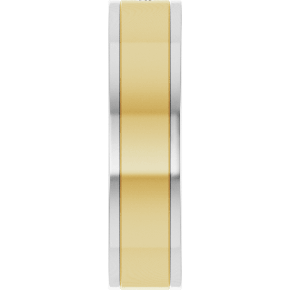 14K White/Yellow Gold .03 CT Natural Diamond Flat Band