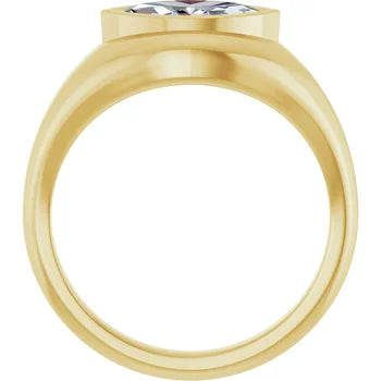 14k Gold Marquis Diamond Signet Ring