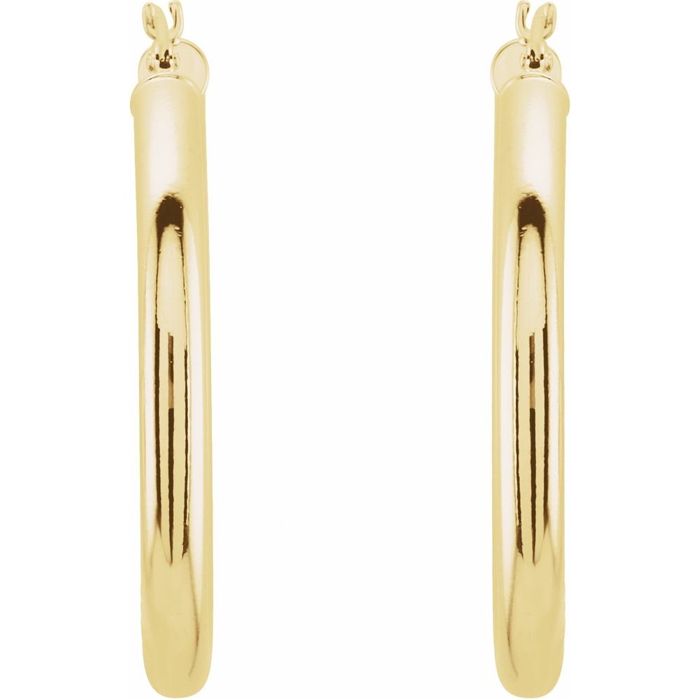 14k Yellow Gold Round Tube Hoop Earrings