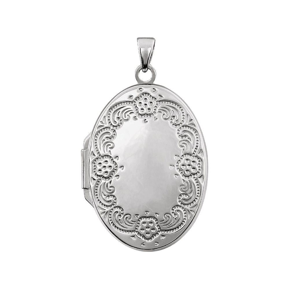 Sterling Silver Floral Locket (Engravable)