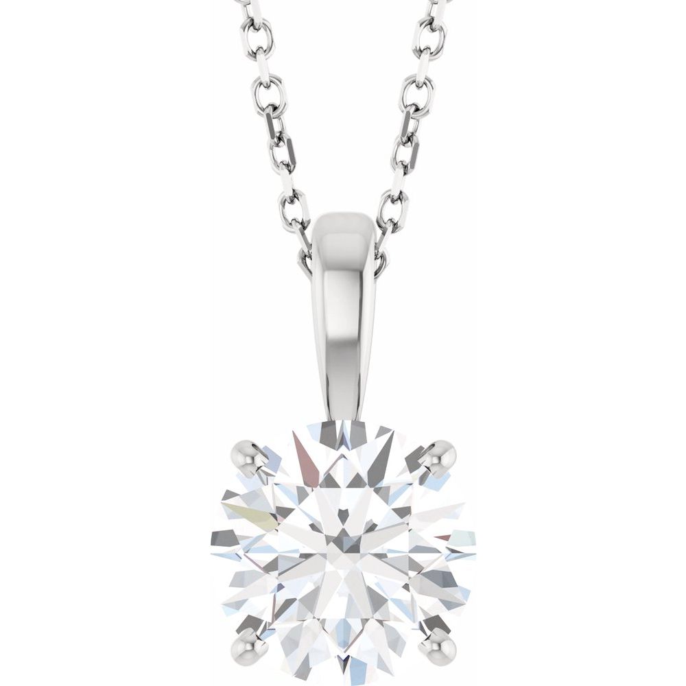 14k Gold 2 Carat Diamond Solitaire Necklace 18"