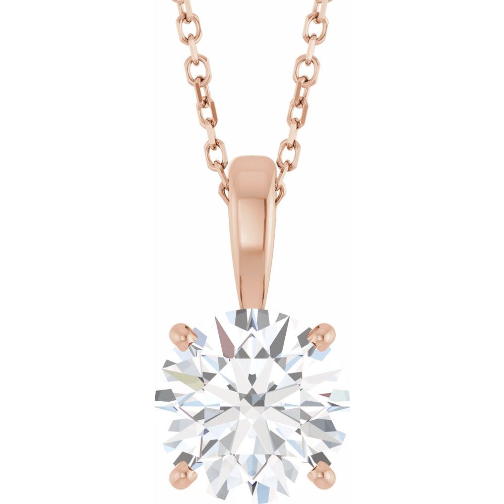 14k Gold 2 Carat Diamond Solitaire Necklace 18"