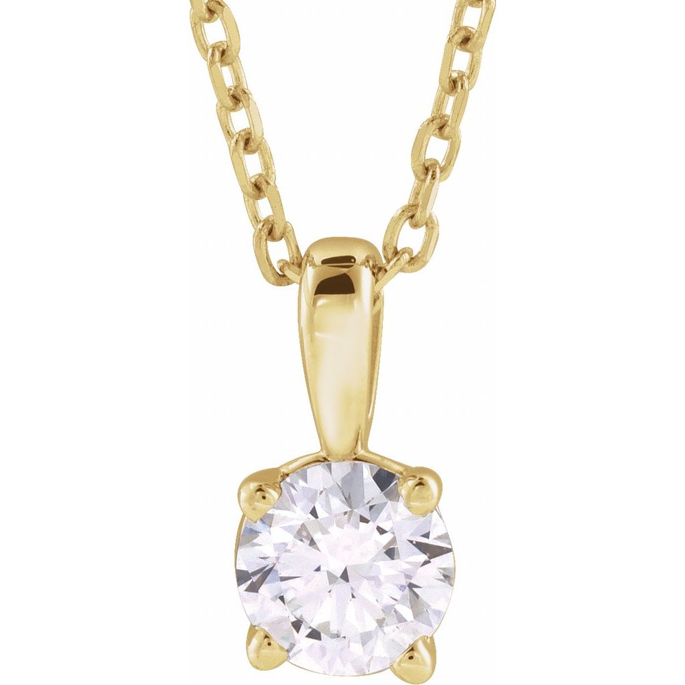 14k Solitaire Necklace with 1ct Created Diamond 18"