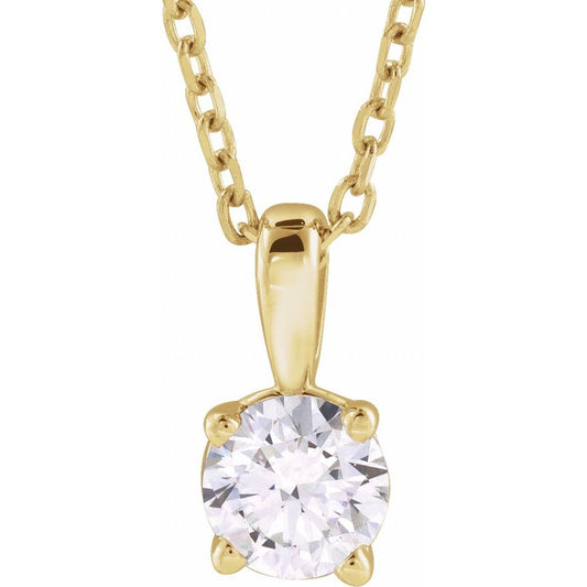 14k Solitaire Necklace with 1ct Created Diamond 18"