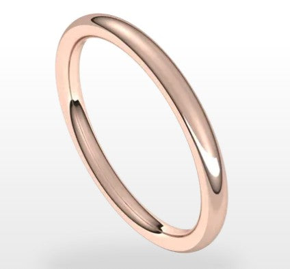 14k White Gold European Style 2mm Classic Wedding Band