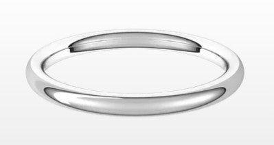 14k White Gold European Style 2mm Classic Wedding Band