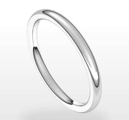 14k White Gold European Style 2mm Classic Wedding Band