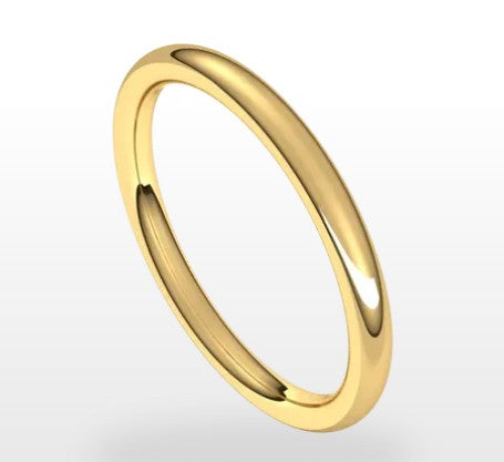 14k White Gold European Style 2mm Classic Wedding Band