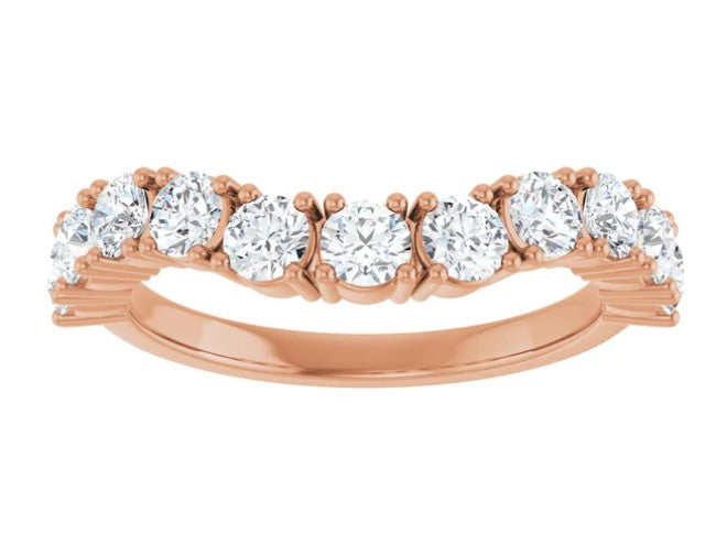 1ct Curved Diamond Wedding Band Anniversary Band 14k Gold