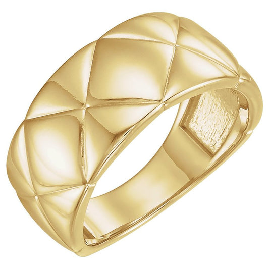 14K Gold (Yellow, Rose, White) Quilted Ring
