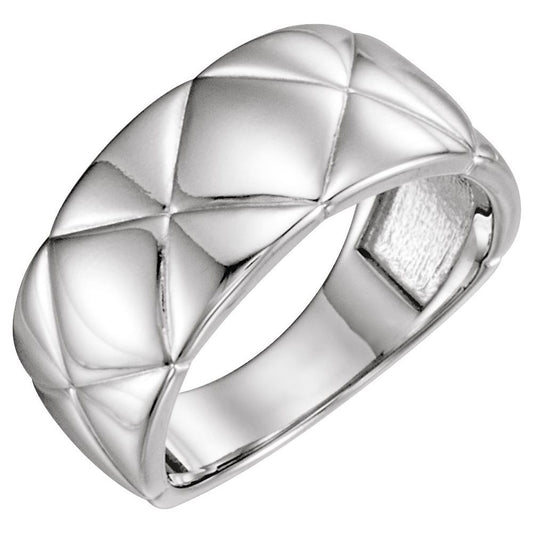 14K White Gold Quilted Ring