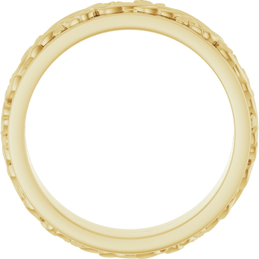 14k Yellow Gold Floral Inlay Wedding Band