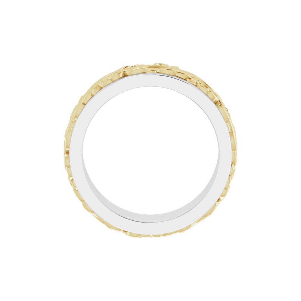 14K White & Yellow 7 mm Floral Inlay Band