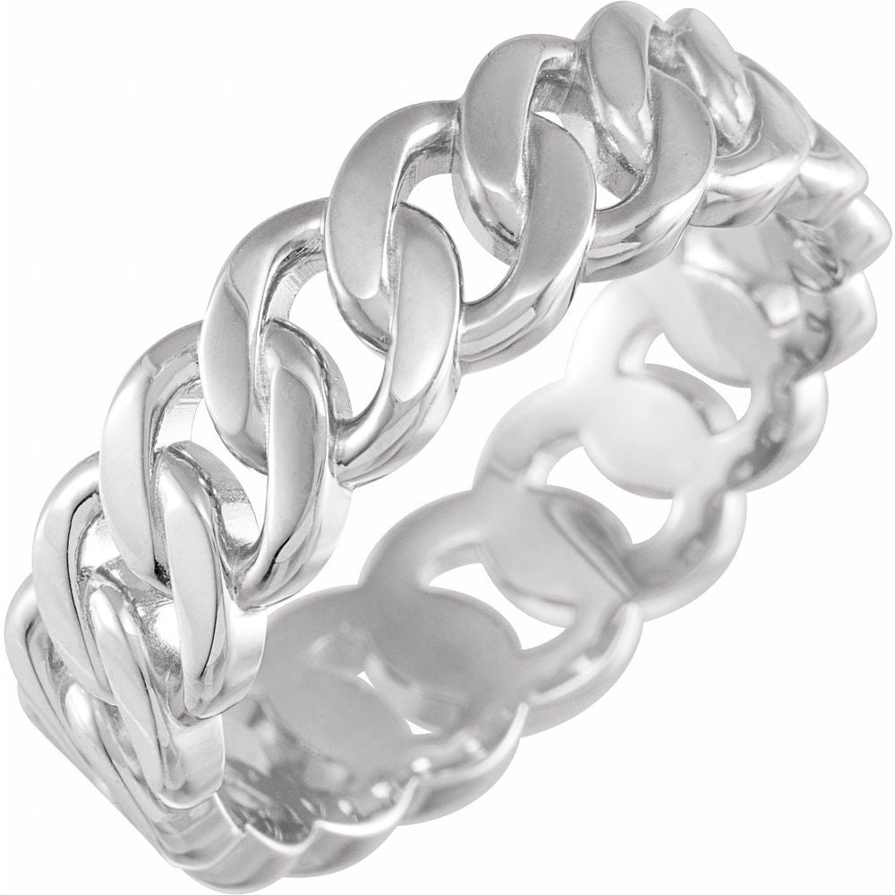 14K Yellow Gold Cuban Chain Link Wedding Band