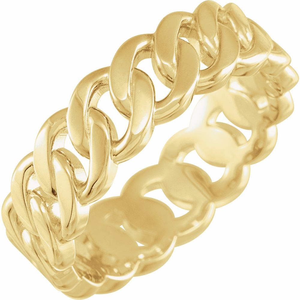 14K Yellow Gold Cuban Chain Link Wedding Band