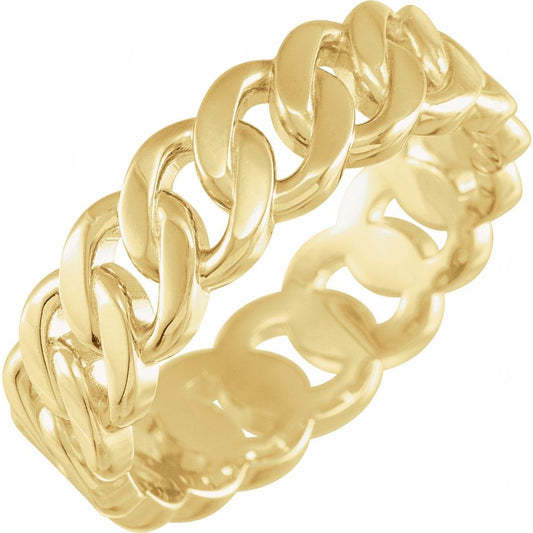 14K Yellow Gold Cuban Chain Link Wedding Band
