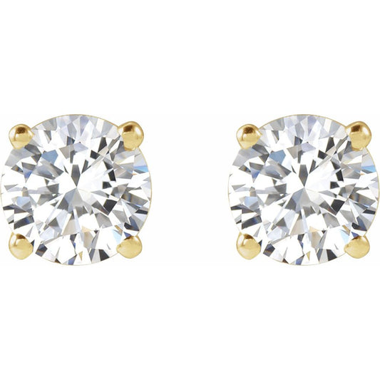 14k Yellow Gold Earrings with Brilliant Cut Created Diamonds