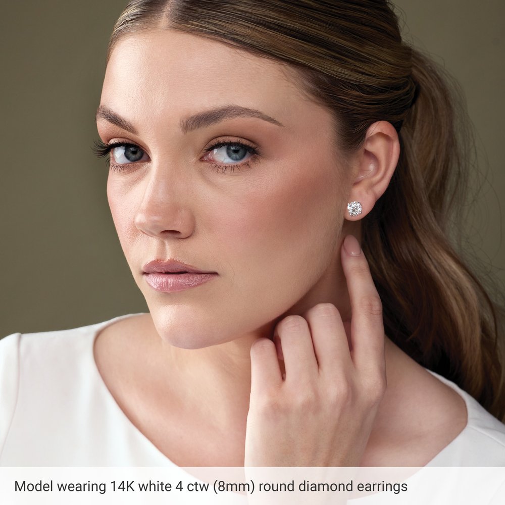 14k Yellow Gold Earrings with Brilliant Cut Created Diamonds