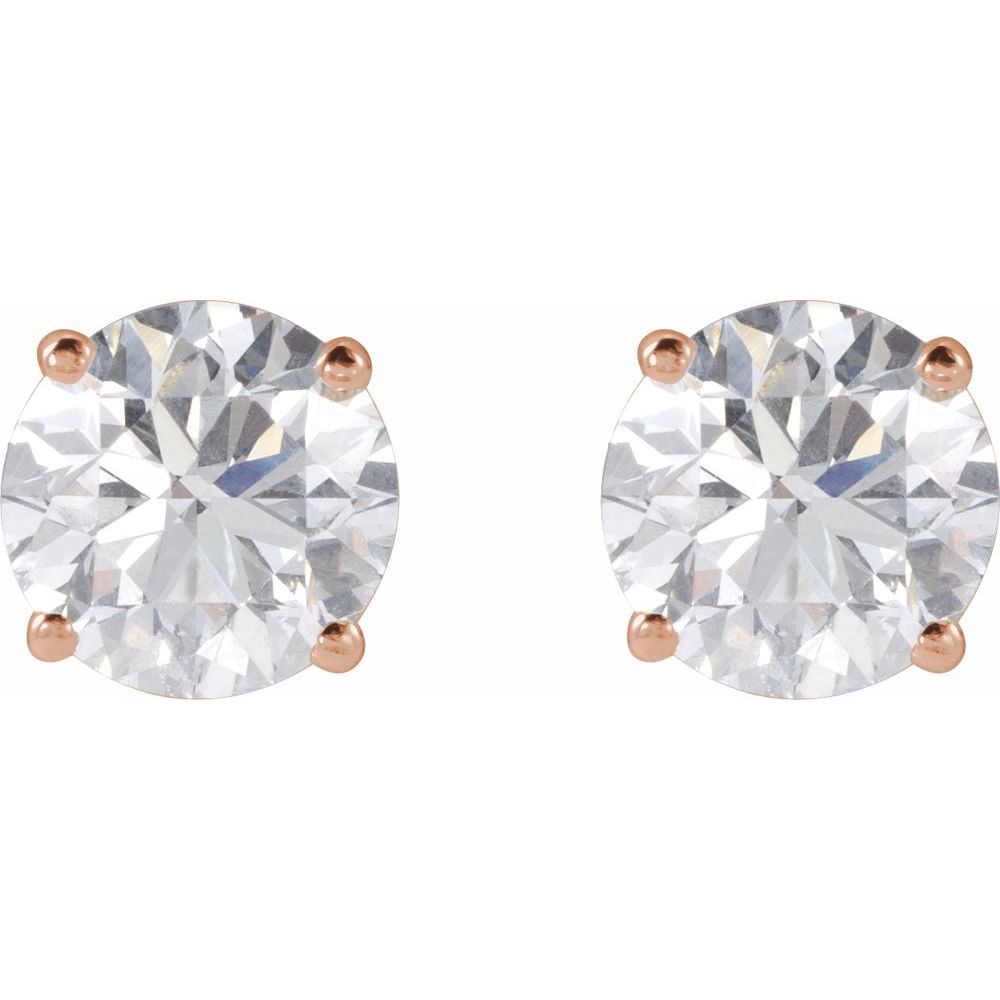 14k Yellow Gold Earrings with Brilliant Cut Created Diamonds
