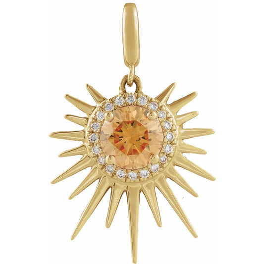 14k Gold Solaria Pendant with Citrine and Diamonds