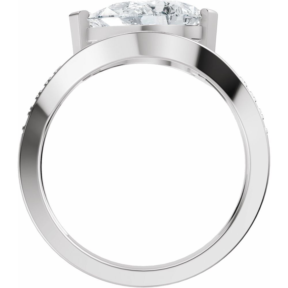 14k Gold Comtemporary Wave Ring with 3tcw Pear Cut Diamond