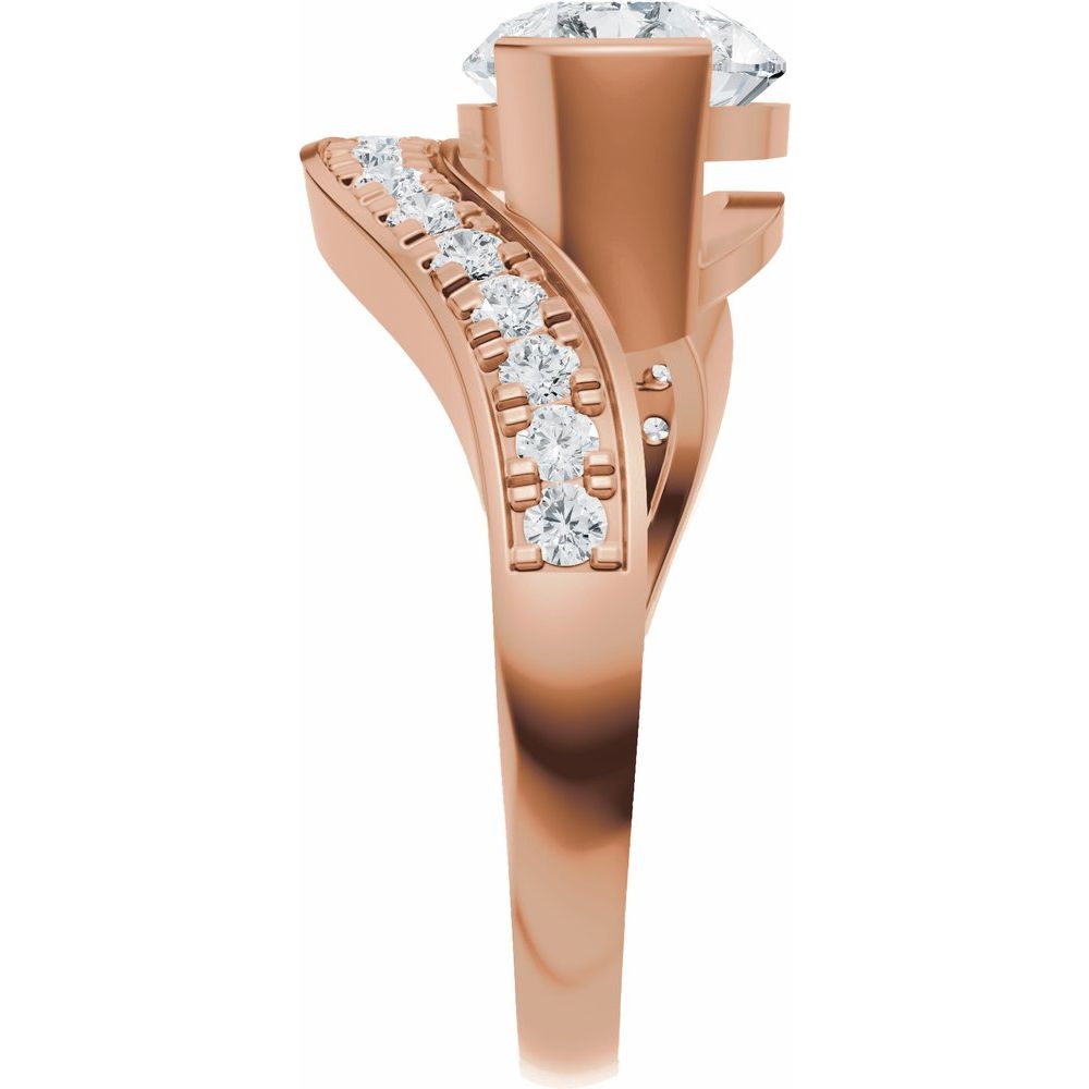 14k Gold Comtemporary Wave Ring with 3tcw Pear Cut Diamond