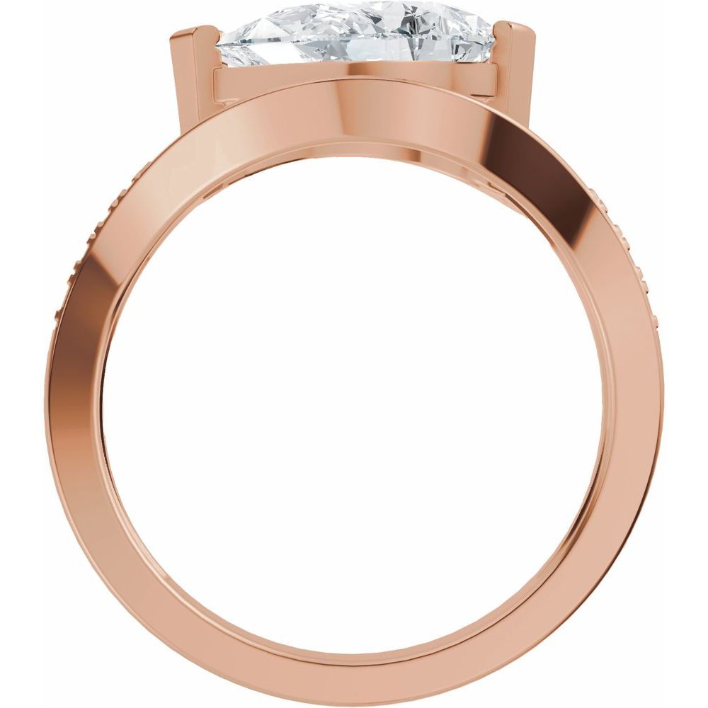 14k Gold Comtemporary Wave Ring with 3tcw Pear Cut Diamond