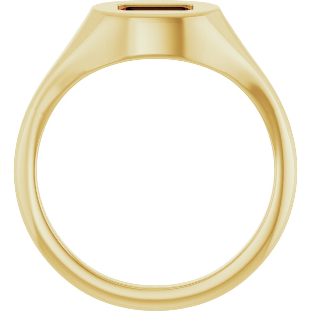 14K Yellow Natural Garnet Signet Ring
