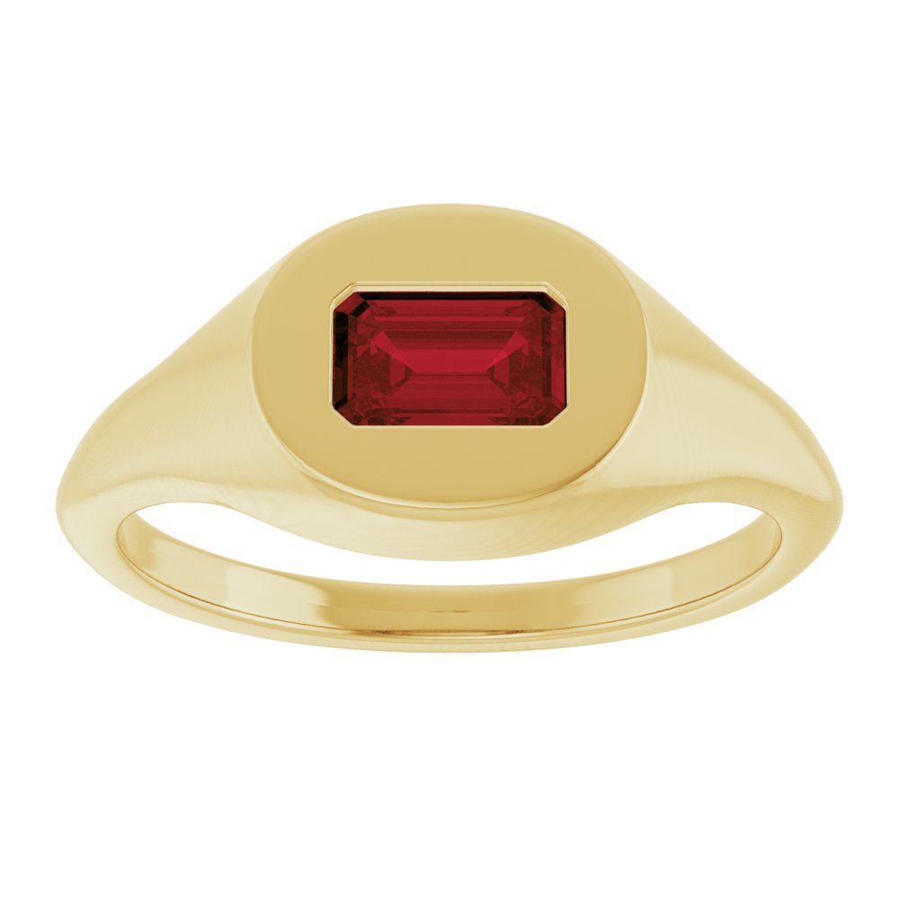 14K Yellow Natural Garnet Signet Ring