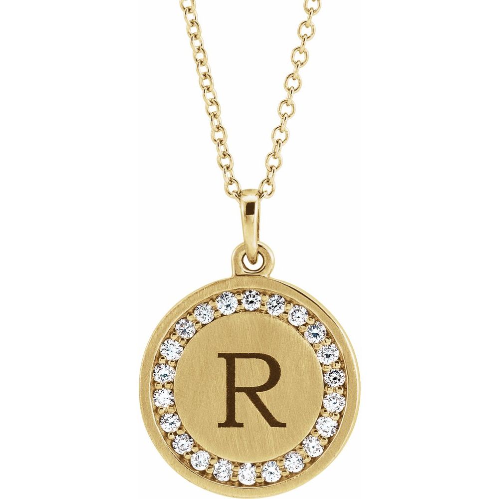 14K Yellow Natural Diamond Engravable Necklace