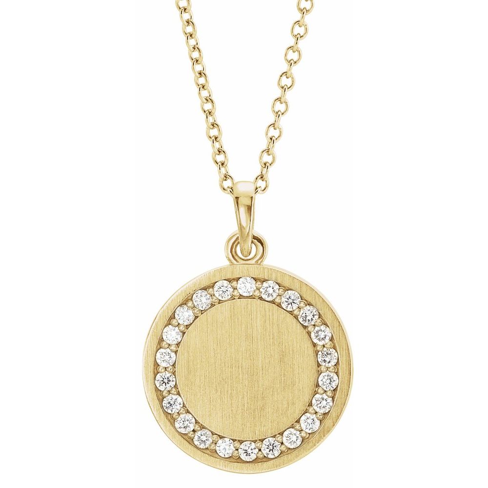 14K Yellow Natural Diamond Engravable Necklace