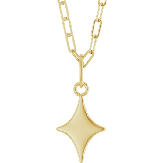14K Yellow Engravable Star 18" Necklace