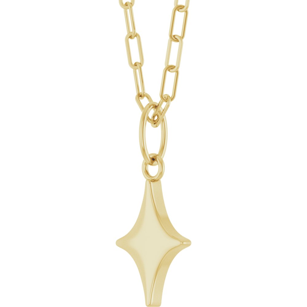 14K Yellow Engravable Star 18" Necklace