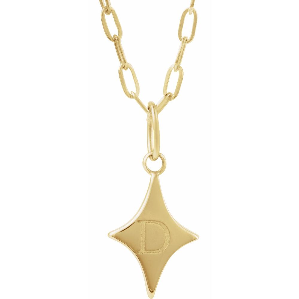 14K Yellow Engravable Star 18" Necklace