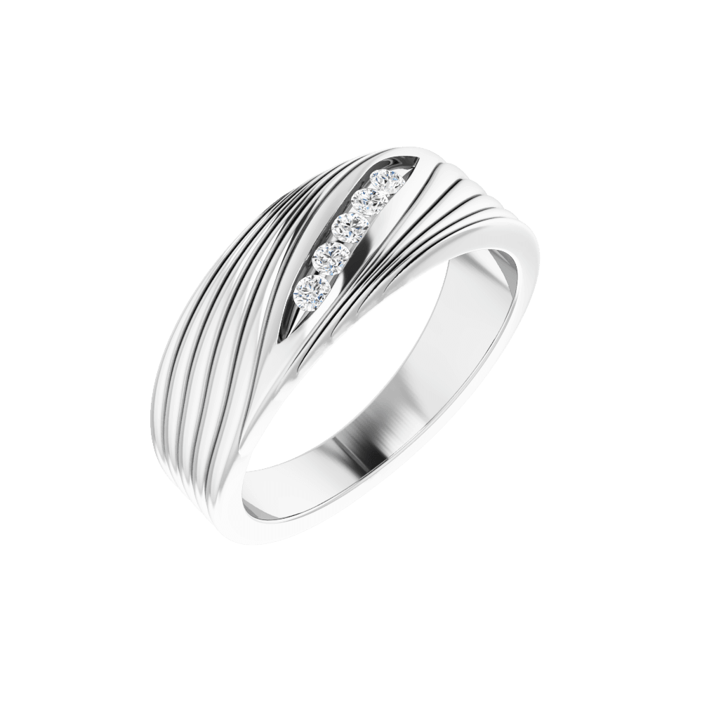 14K White Gold Five-Stone Men's Wedding Band