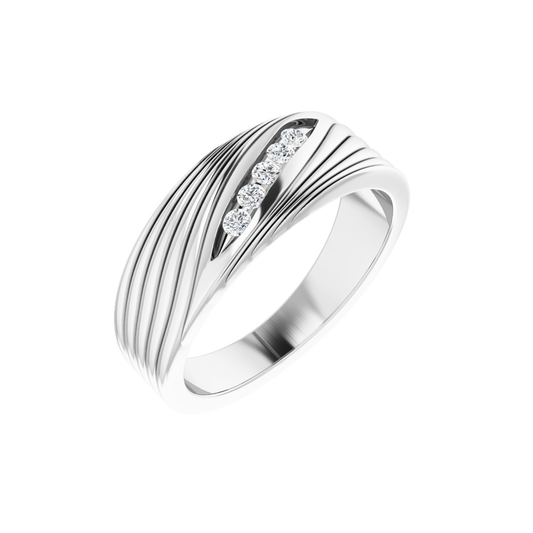14K White Gold Five-Stone Men's Wedding Band