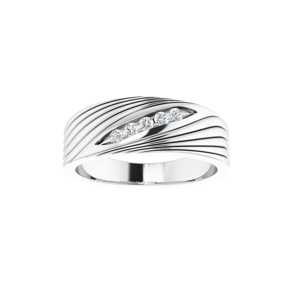 14K White Gold Five-Stone Men's Wedding Band