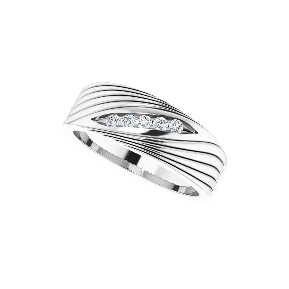 14K White Gold Five-Stone Men's Wedding Band