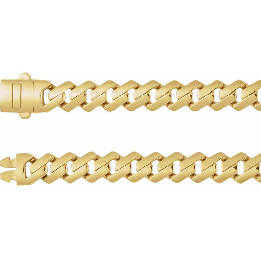 14K Yellow 7.4 mm Monaco Edge Curb 22" Chain