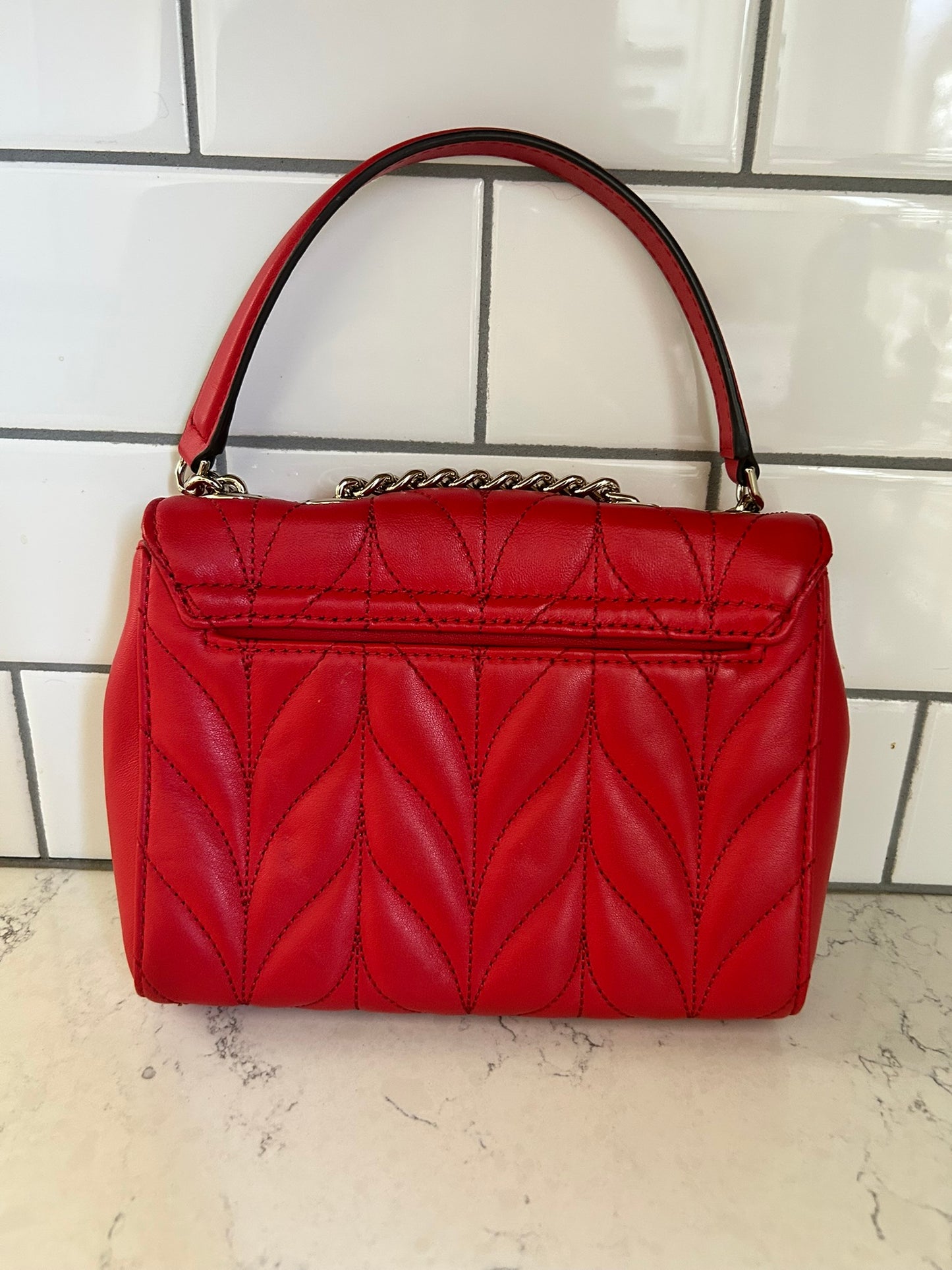 Kate Spade "Emelyn" Red Quilted Leather Crossbody Clutch with Adjustable Strap (3-in-1)