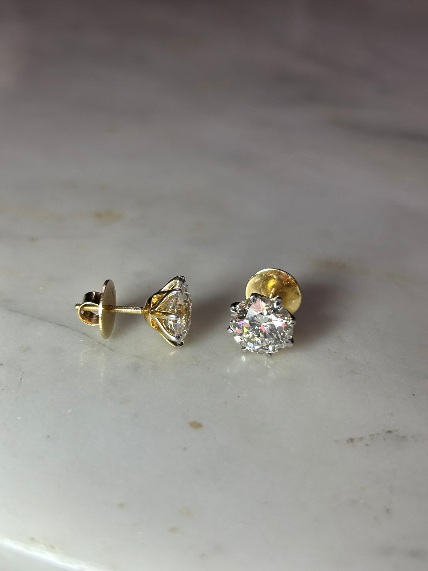 6ct Diamond Stud Earrings in 14k Gold with Screwbacks