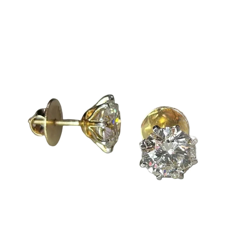 6ct Diamond Stud Earrings in 14k Gold with Screwbacks