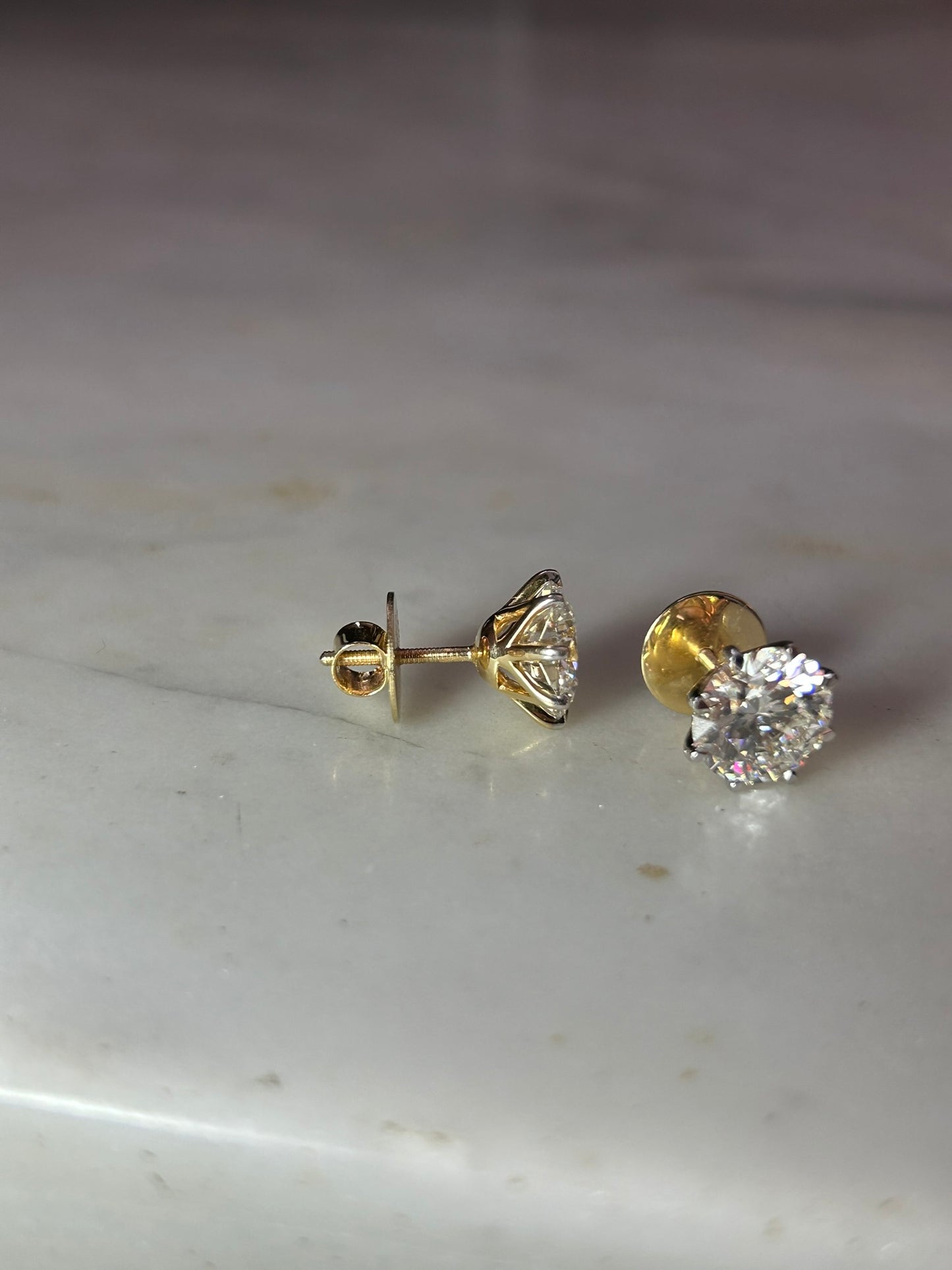 6ct Diamond Stud Earrings in 14k Gold with Screwbacks