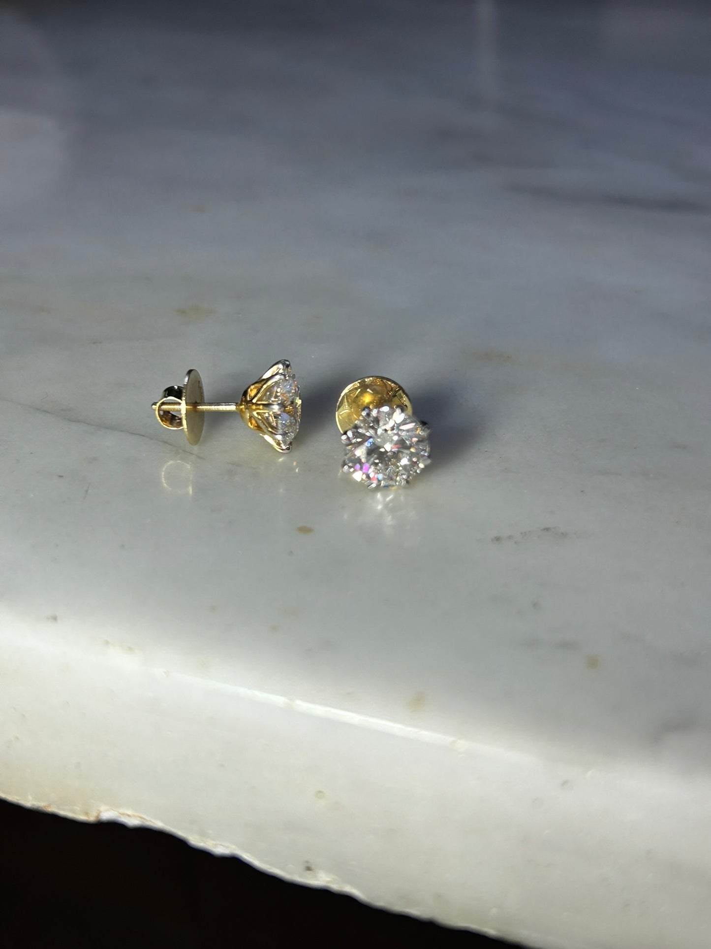 6ct Diamond Stud Earrings in 14k Gold with Screwbacks